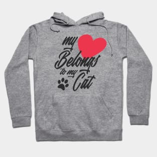 My Heart Belongs to My Cat Funny Valentine Calligraphy Hoodie